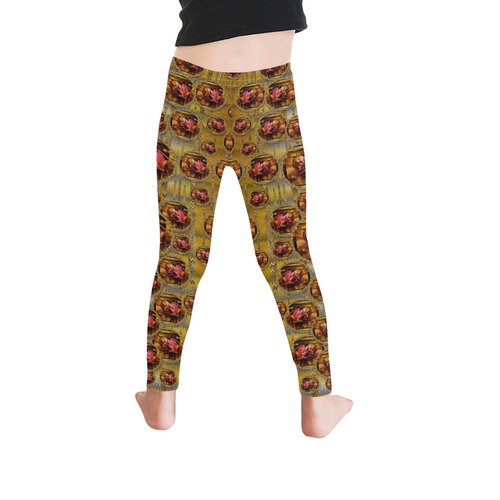 Angels in gold and flowers of paradise rocks Kid's Ankle Length Leggings (Model L06)