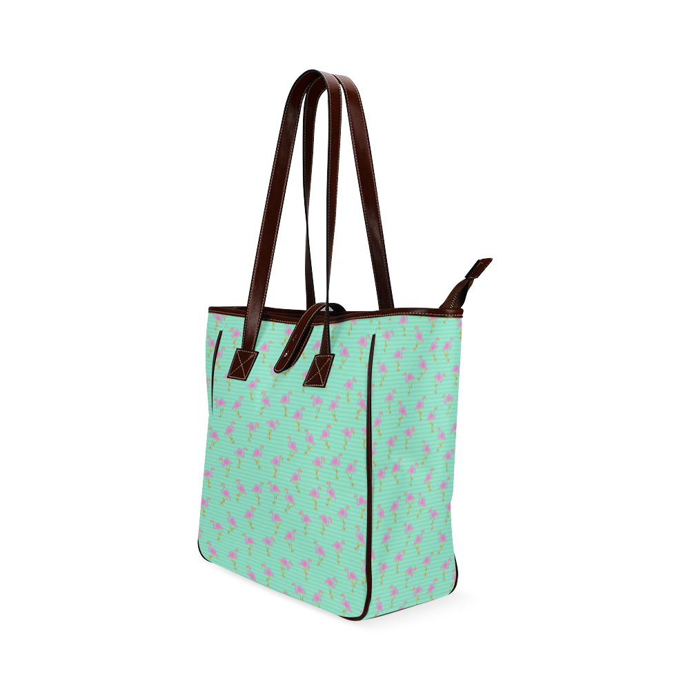 Pink and Green Flamingo Pattern Classic Tote Bag (Model 1644)