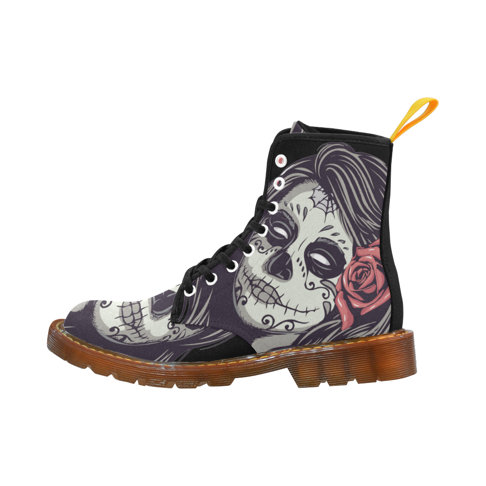 Sugar Skull Day of the Dead Girl Red Rose Martin Boots For Women Model 1203H