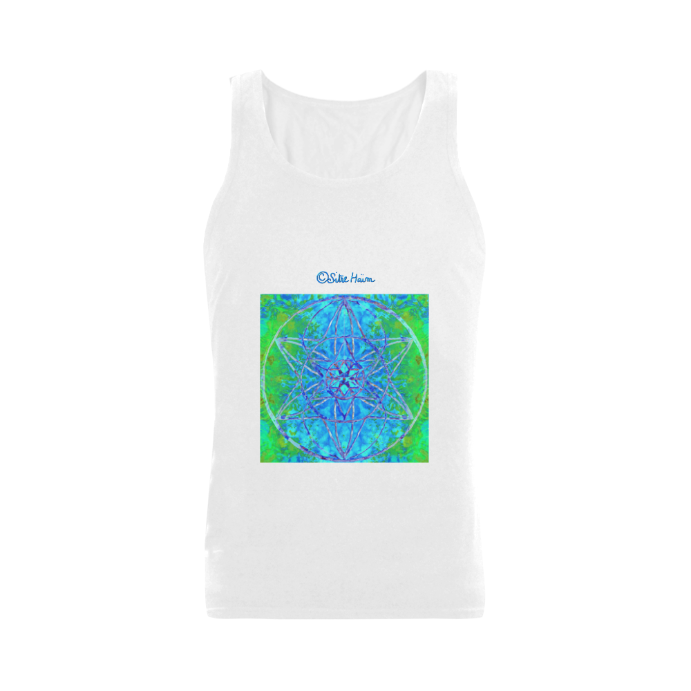 protection in nature colors-teal, blue and green Plus-size Men's Shoulder-Free Tank Top (Model T33)