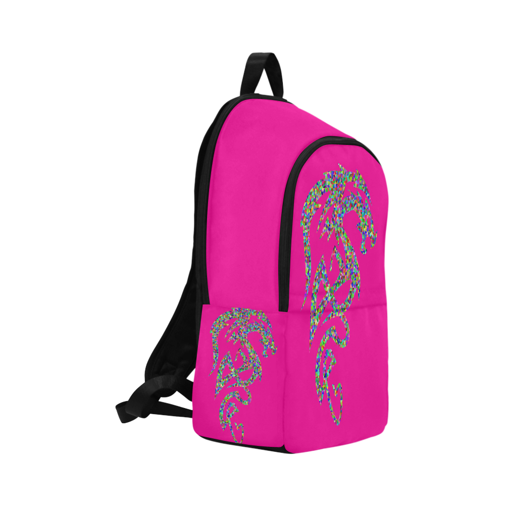 Abstract Tribal Dragon Hot Pink Fabric Backpack for Adult (Model 1659 ...