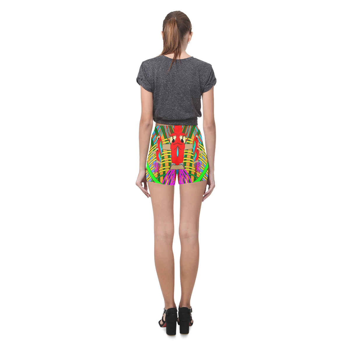 abstract parrot Briseis Skinny Shorts (Model L04)