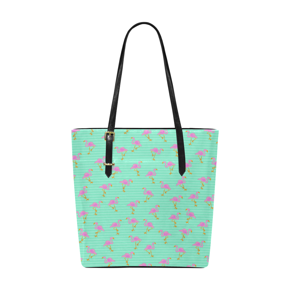 Pink and Green Flamingo Pattern Euramerican Tote Bag/Small (Model 1655)