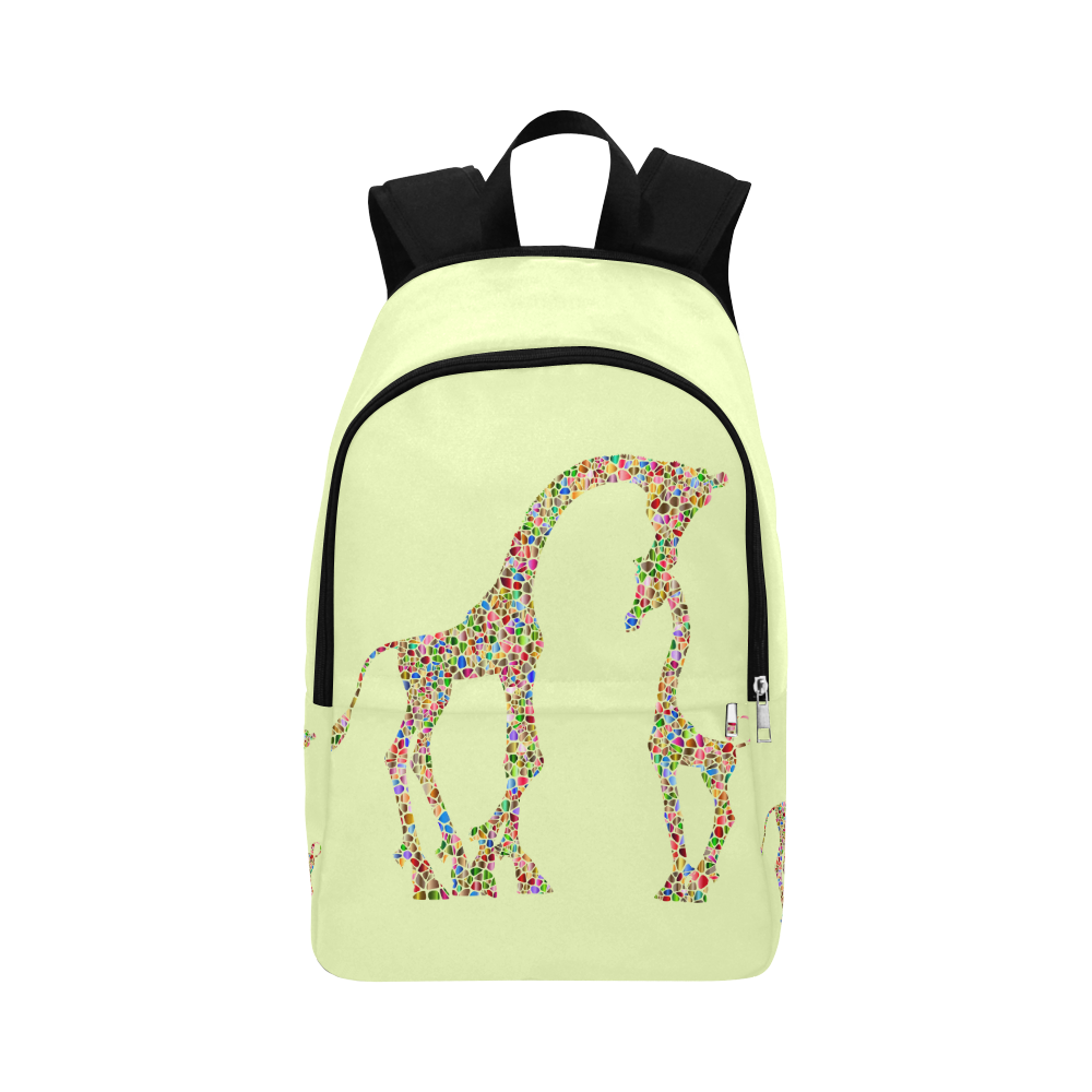 Mother And Baby Giraffe Light Yellow Fabric Backpack for Adult (Model ...