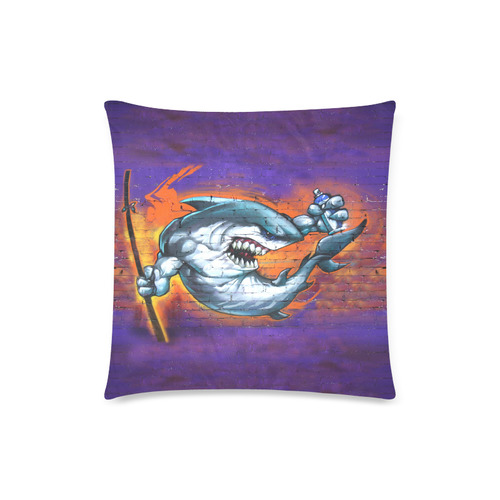 Graffiti Shark Brick Wall Custom Zippered Pillow Case 18"x18"(Twin Sides)