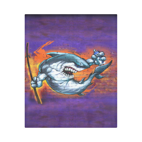 Graffiti Shark Brick Wall Duvet Cover 86"x70" ( All-over-print)