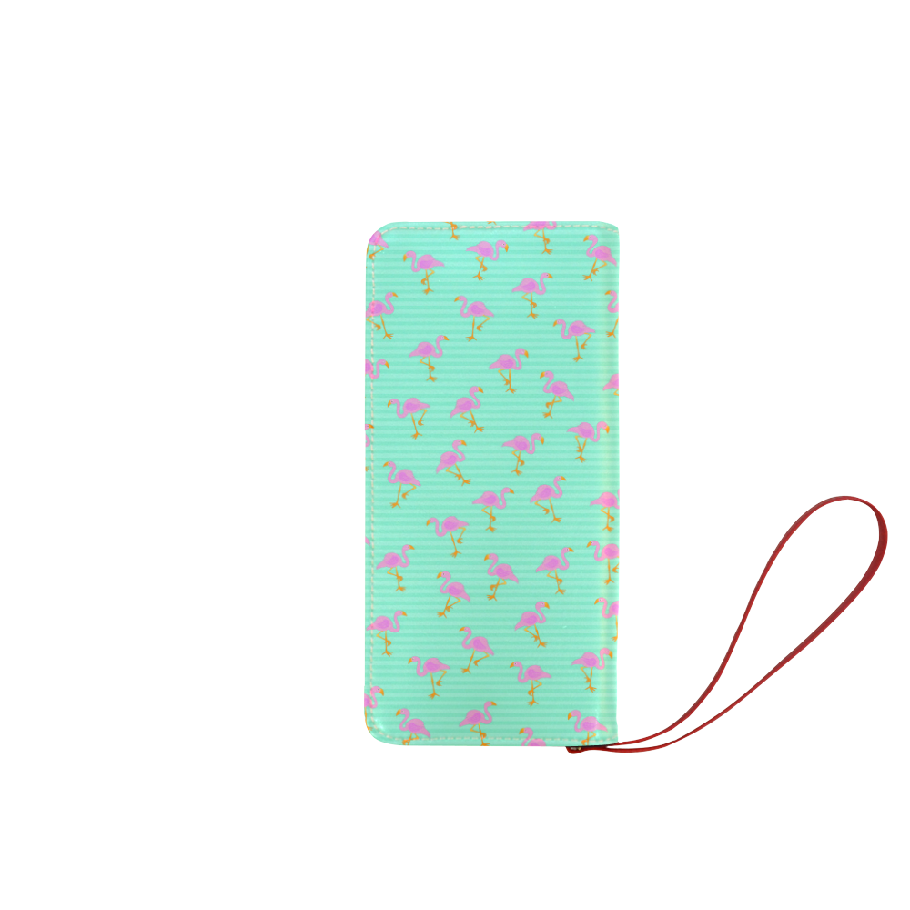 Pink and Green Flamingo Pattern Women's Clutch Wallet (Model 1637)