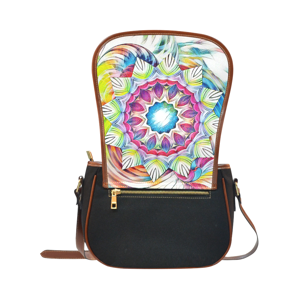 Sunshine Feeling Mandala Saddle Bag/Small (Model 1649)(Flap Customization)