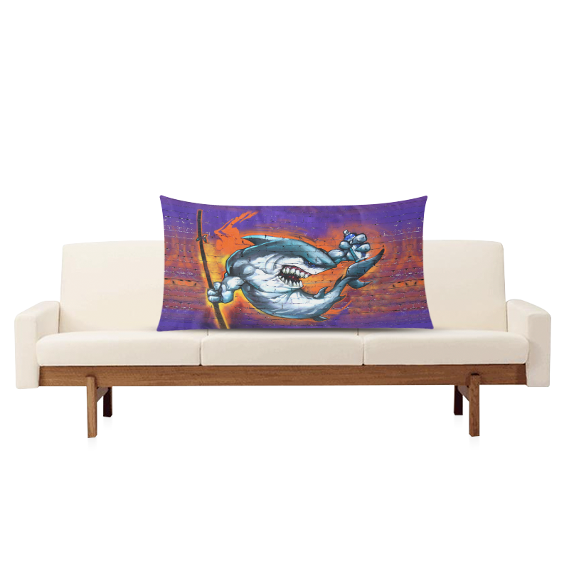 Graffiti Shark Brick Wall Rectangle Pillow Case 20"x36"(Twin Sides)