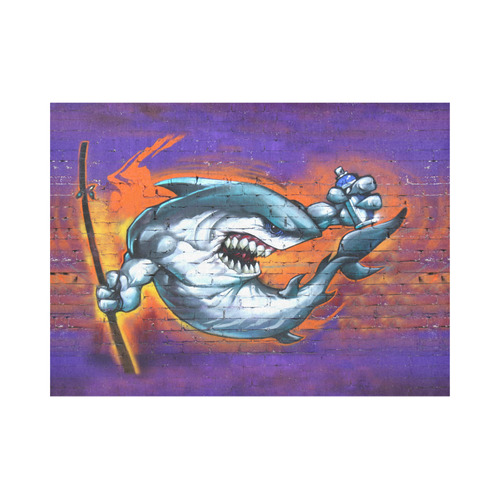 Graffiti Shark Brick Wall Placemat 14’’ x 19’’ (Set of 2)