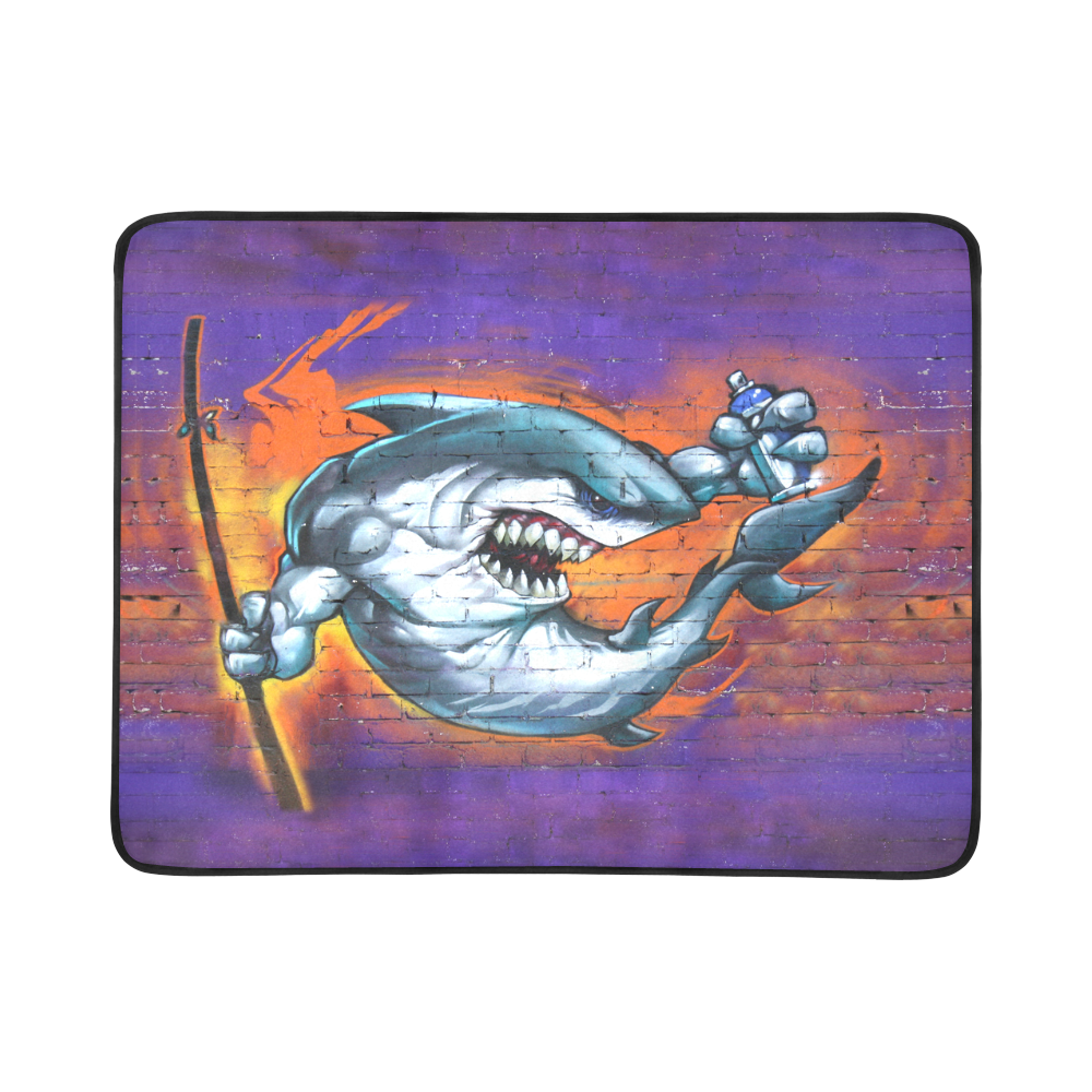 Graffiti Shark Brick Wall Beach Mat 78"x 60"