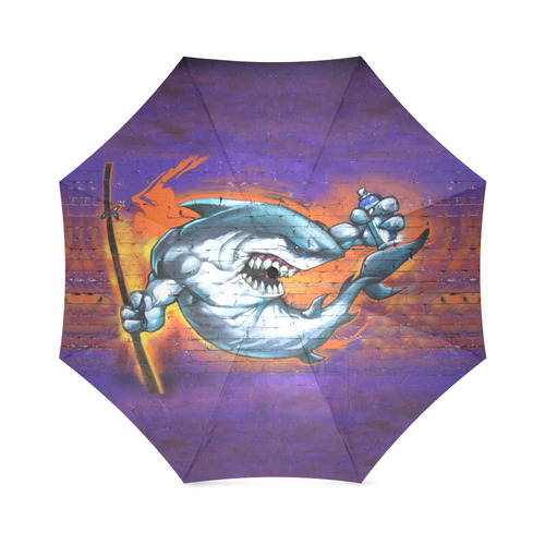 Graffiti Shark Brick Wall Foldable Umbrella (Model U01)