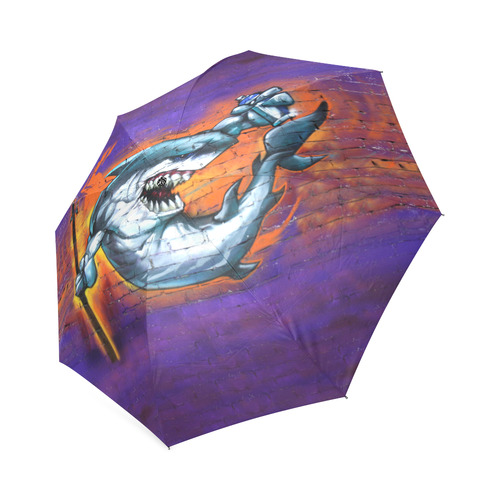 Graffiti Shark Brick Wall Foldable Umbrella (Model U01)