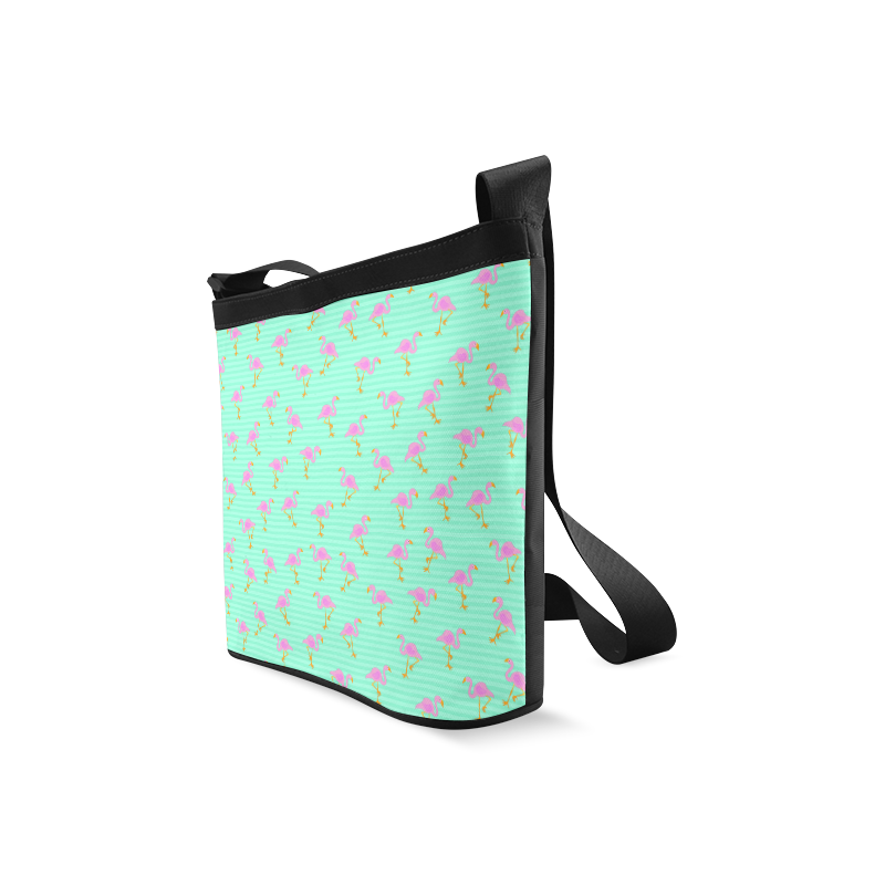 Pink and Green Flamingo Pattern Crossbody Bags (Model 1613)