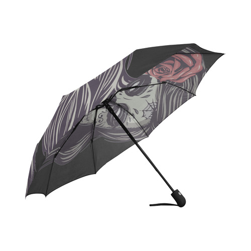 Sugar Skull Day of the Dead Girl Red Rose Auto-Foldable Umbrella (Model U04)