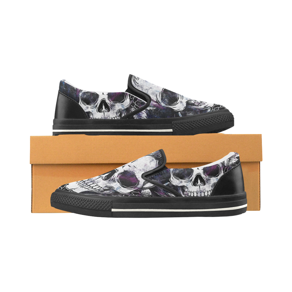 skullsnakeandrose Slip-on Canvas Shoes for Kid (Model 019)