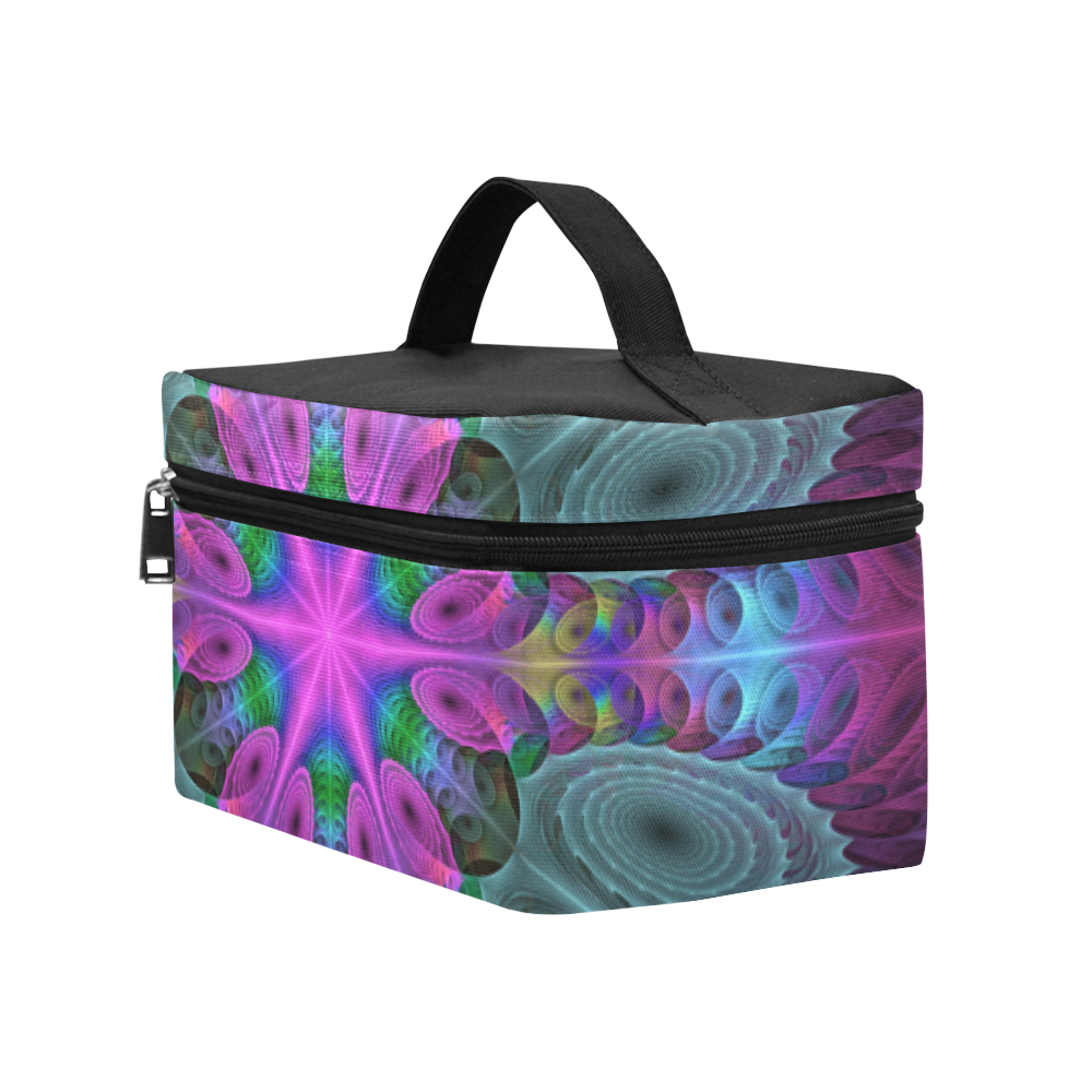 Mandala From Center Colorful Fractal Art With Pink Cosmetic Bag/Large (Model 1658)