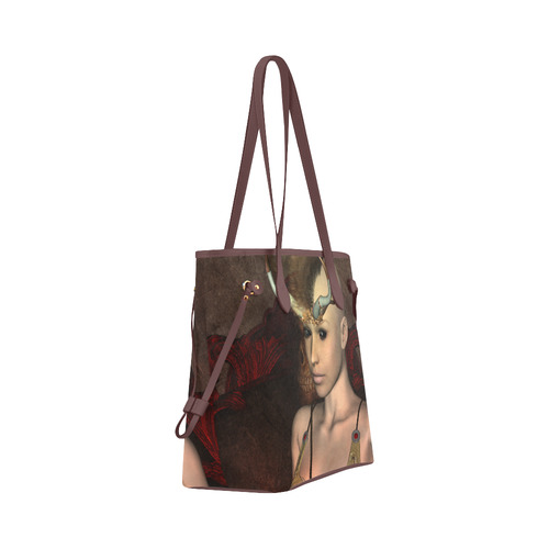 Dark fairy with horn Clover Canvas Tote Bag (Model 1661)