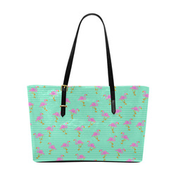 Pink and Green Flamingo Pattern Euramerican Tote Bag/Large (Model 1656)