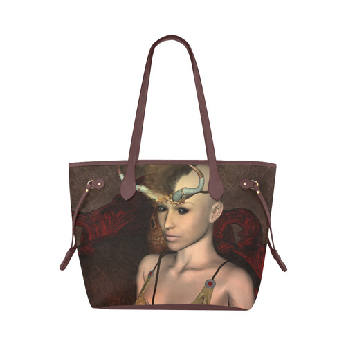 Dark fairy with horn Clover Canvas Tote Bag (Model 1661)