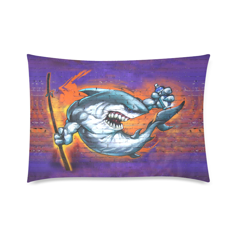 Graffiti Shark Brick Wall Custom Zippered Pillow Case 20"x30"(Twin Sides)