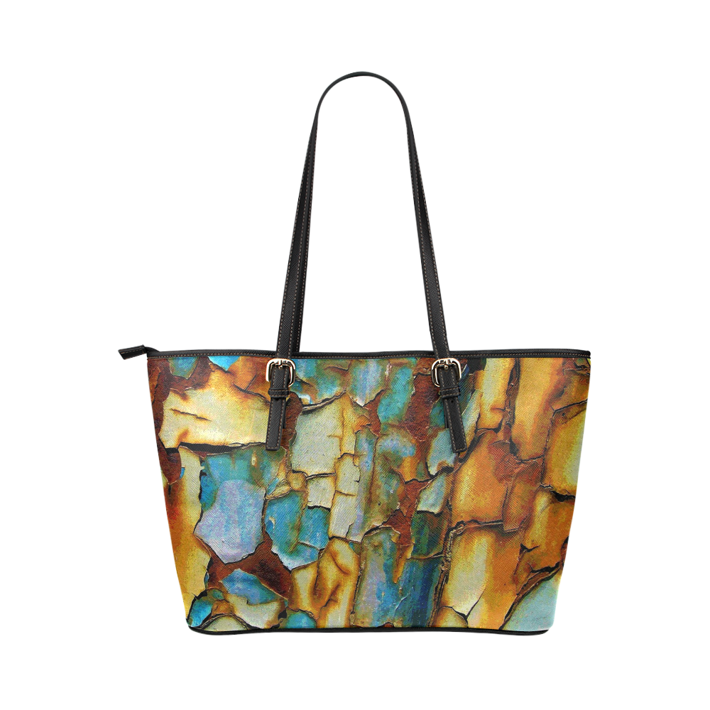Rusty texture Leather Tote Bag/Large (Model 1651)