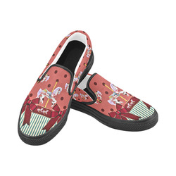 rockabilly carousel pony5 Women's Unusual Slip-on Canvas Shoes (Model 019)