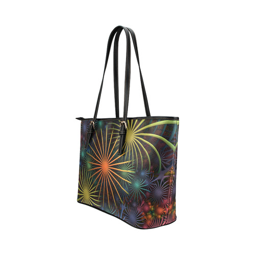 Fireworks Leather Tote Bag/Small (Model 1651) | ID: D1701284