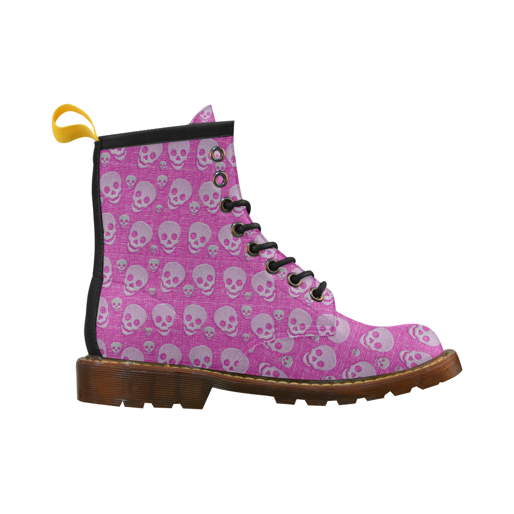 SKULLS PINK High Grade PU Leather Martin Boots For Women Model 402H