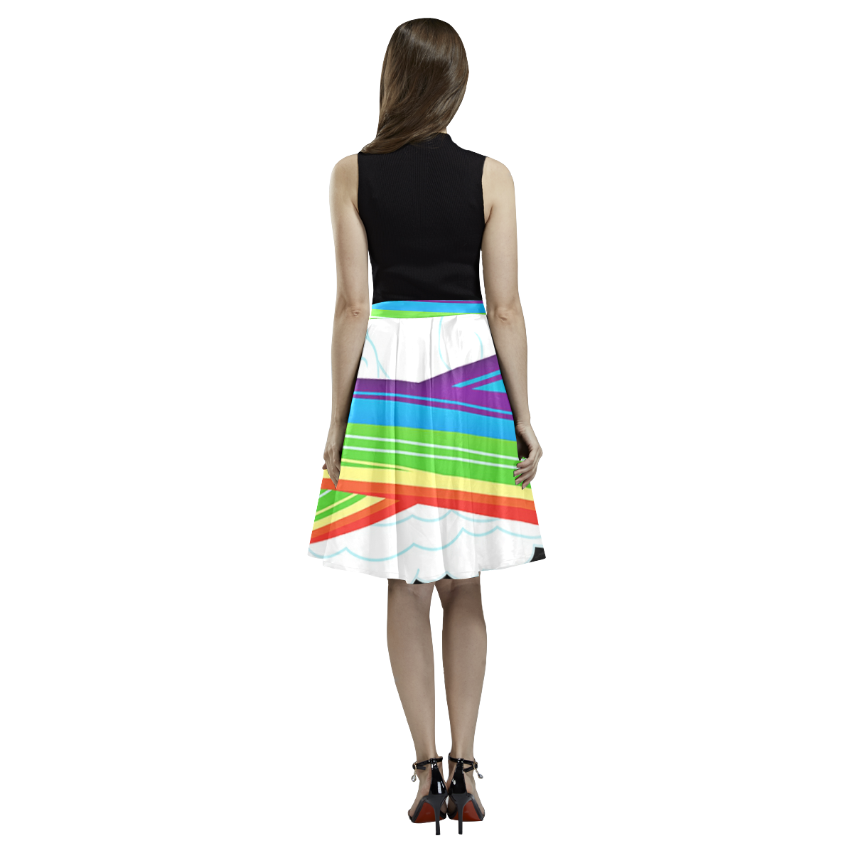 flying with rainbow dash Melete Pleated Midi Skirt (Model D15)