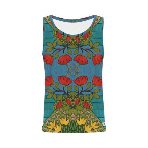 Red Hibiscus All Over Print Tank Top for Women (Model T43)