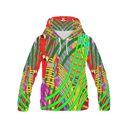 abstract parrot All Over Print Hoodie for Women (USA Size) (Model H13)