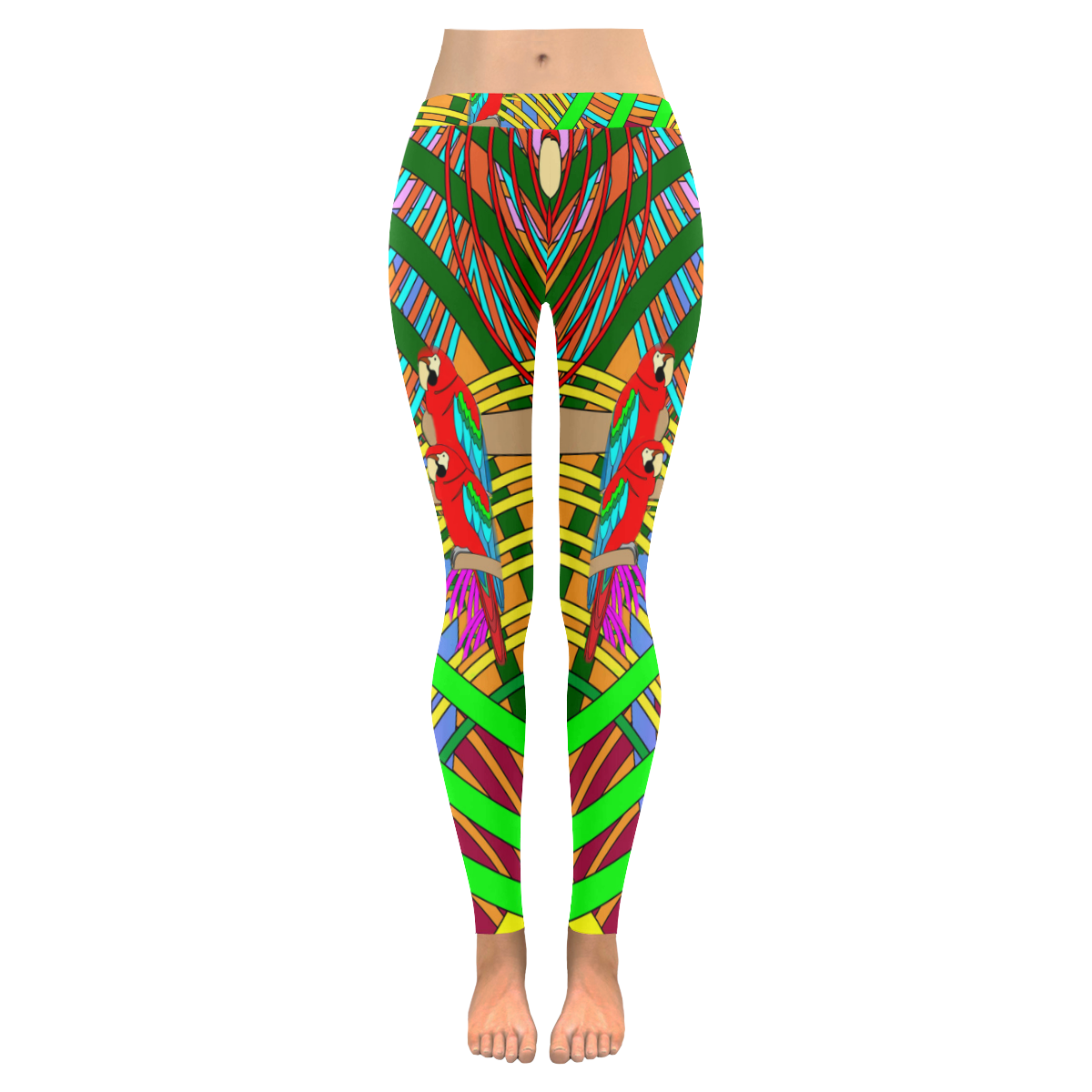 abstract parrot Women's Low Rise Leggings (Invisible Stitch) (Model L05)