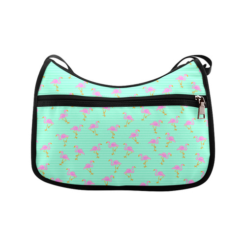 Pink and Green Flamingo Pattern Crossbody Bags (Model 1616)