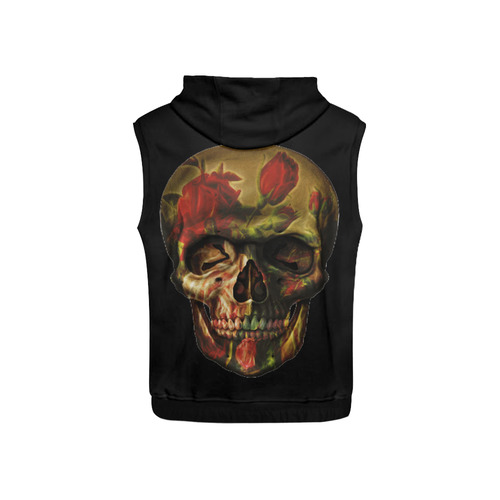 Gothic Skull of Roses All Over Print Sleeveless Hoodie for Kid (Model H15)