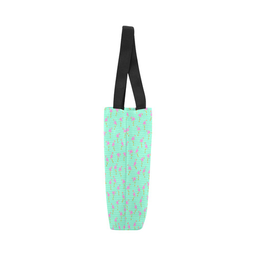 Pink and Green Flamingo Pattern Canvas Tote Bag (Model 1657)