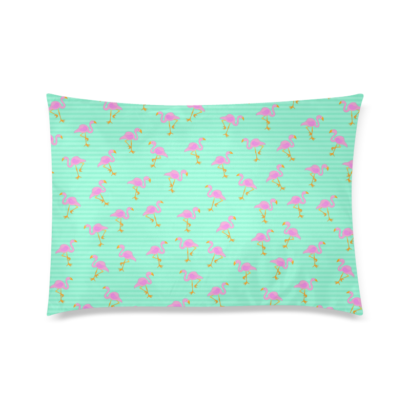 Pink and Green Flamingo Pattern Custom Zippered Pillow Case 20"x30" (one side)