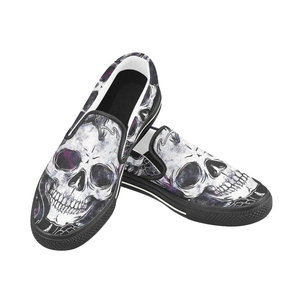 skullsnakeandrose Slip-on Canvas Shoes for Kid (Model 019)
