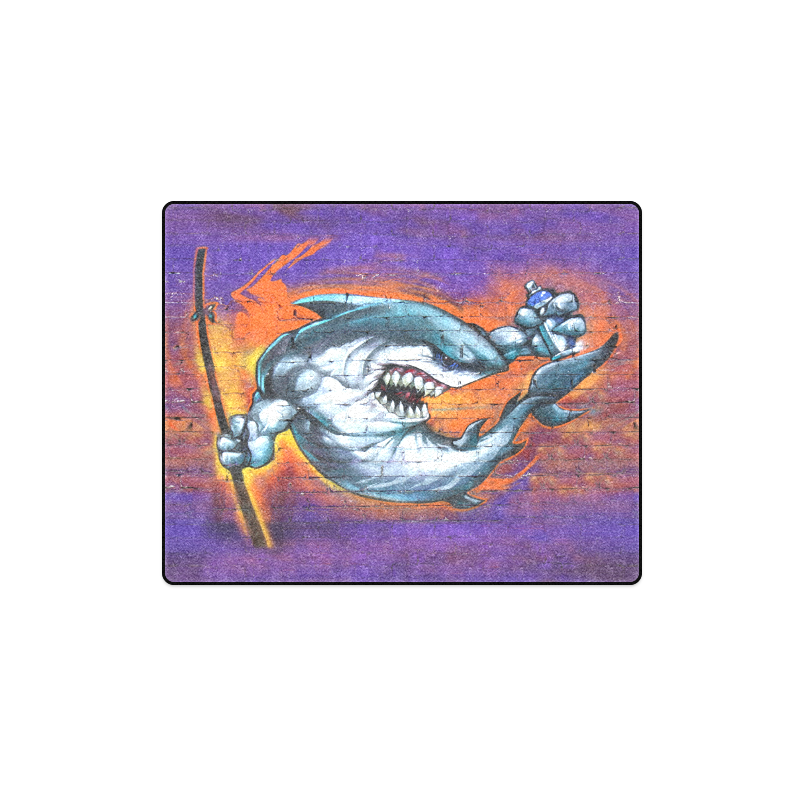 Graffiti Shark Brick Wall Blanket 40"x50"