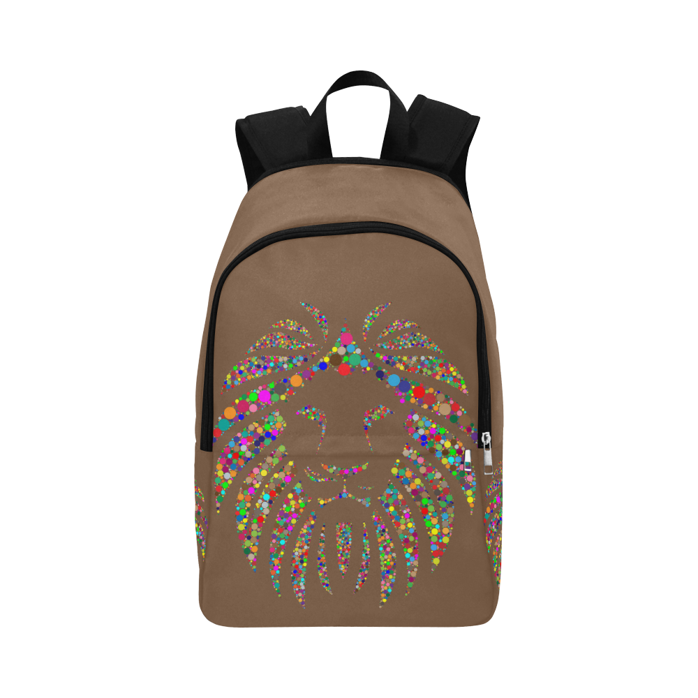 Abstract Lion Face Brown Fabric Backpack for Adult (Model 1659)