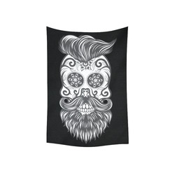 Sugar Skull Floral Pattern Beard Cotton Linen Wall Tapestry 40"x 60"