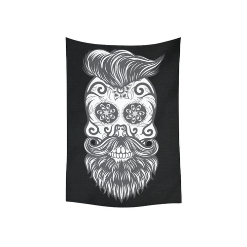 Sugar Skull Floral Pattern Beard Cotton Linen Wall Tapestry 40"x 60"