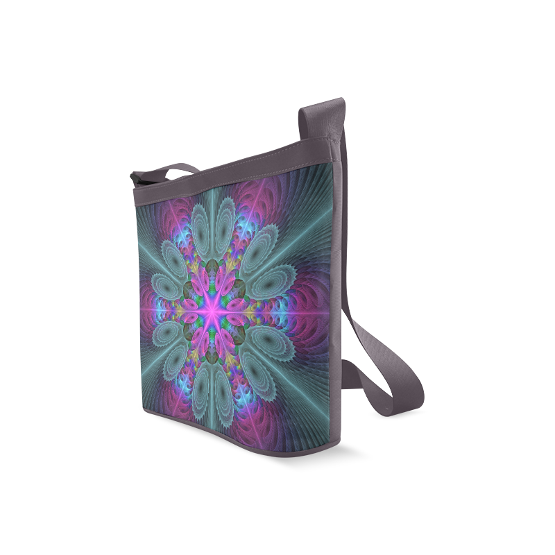 Mandala From Center Colorful Fractal Art With Pink Crossbody Bags (Model 1613)