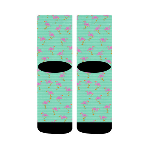 Pink and Green Flamingo Pattern Crew Socks