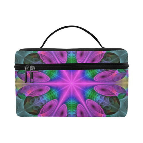 Mandala From Center Colorful Fractal Art With Pink Cosmetic Bag/Large (Model 1658)