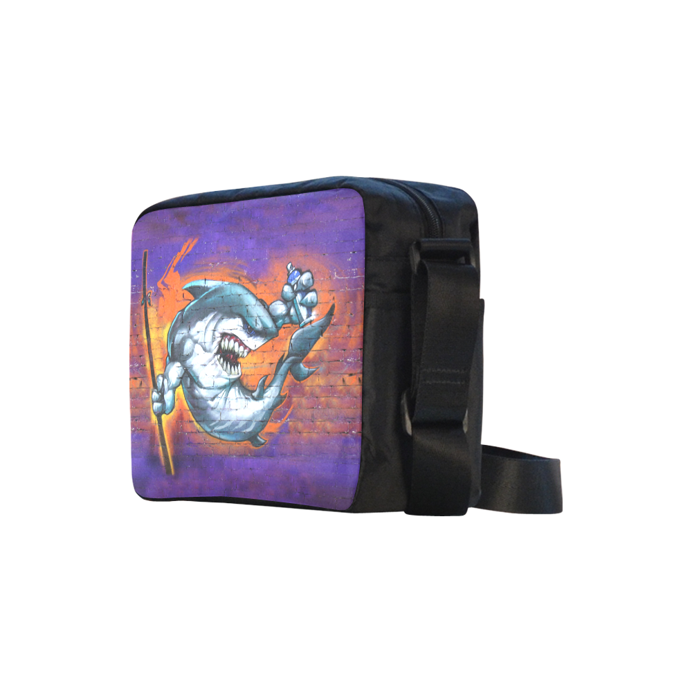 Graffiti Shark Brick Wall Classic Cross-body Nylon Bags (Model 1632)