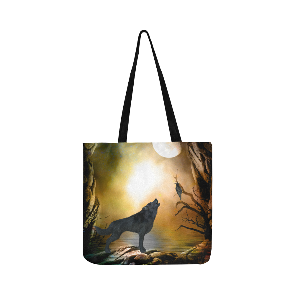 Lonely wolf in the night Reusable Shopping Bag Model 1660 (Two sides)