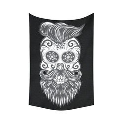 Sugar Skull Floral Pattern Beard Cotton Linen Wall Tapestry 60"x 90"