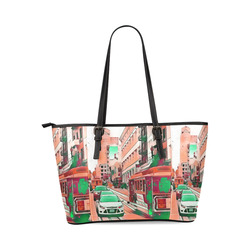 Impressive Travel -San Francisco by JamColors Leather Tote Bag/Large (Model 1640)