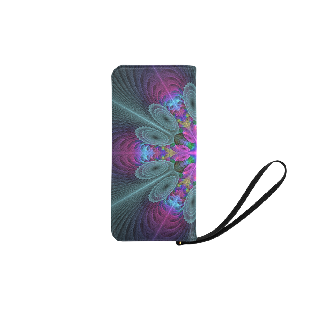 Mandala From Center Colorful Fractal Art With Pink Women's Clutch Purse (Model 1637)